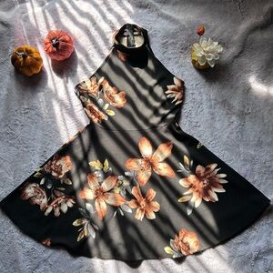 Mine Black and Orange Floral Dress